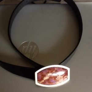 Genuine leather stone buckle belt